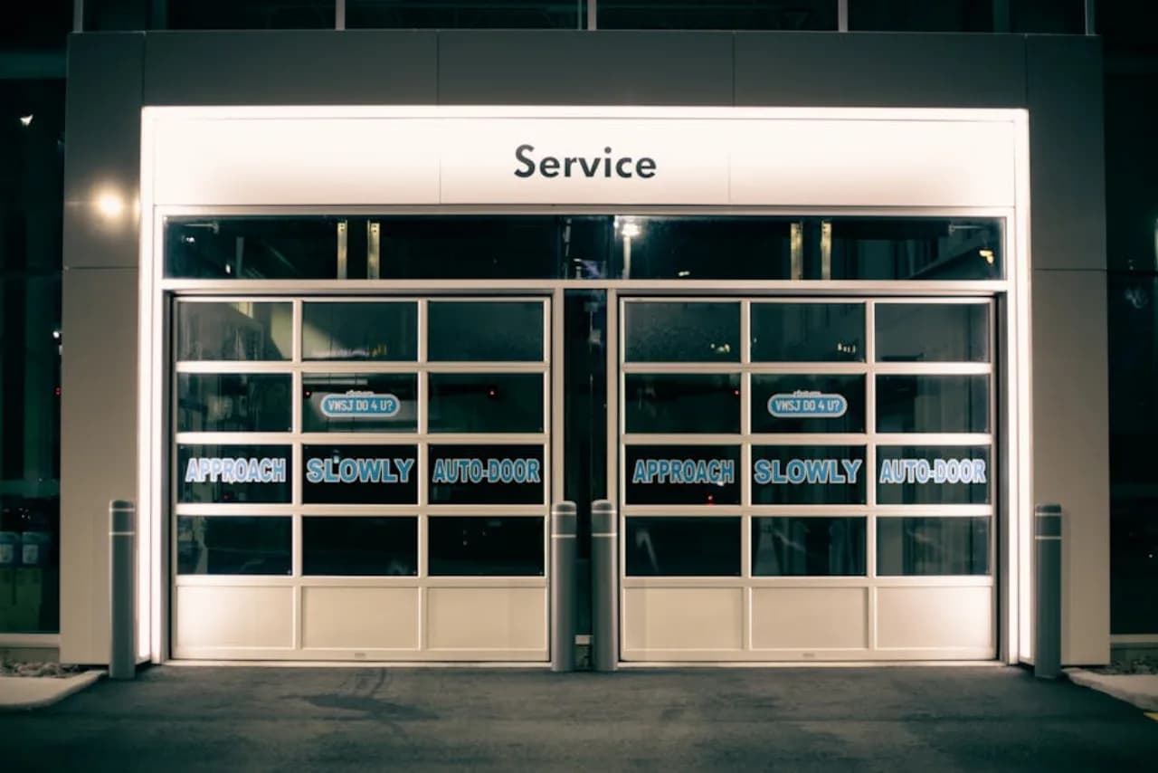 Automatic sliding glass commercial door at a Canadian commercial-building entrance